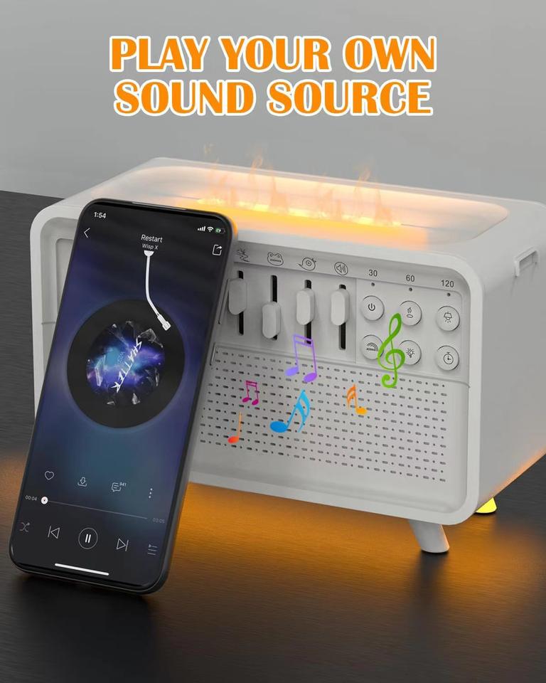 3-in-1 Machine with Flame Effect Humidifier – Bluetooth Speaker, Ambient Night Light 🔥