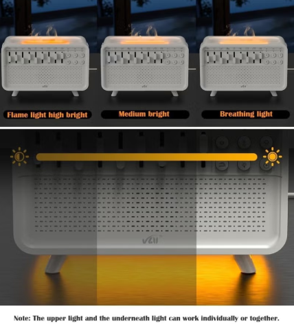 3-in-1 Machine with Flame Effect Humidifier – Bluetooth Speaker, Ambient Night Light 🔥